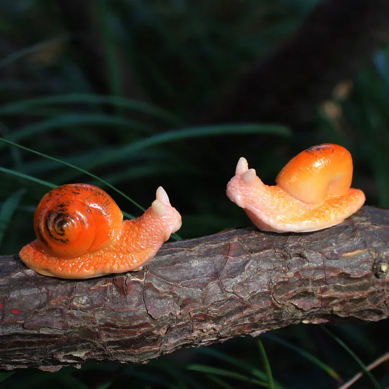Aquarium Planting Ideas - Kawaii Snail Figurines Artificial Mini Orange